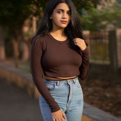 Brown Full Sleeve Crop Top
